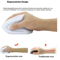 Elementkey ERGO4- Verticale Muis - Wit- Draadloze muis met AAA Batterijen - RSI -3 verstelbare DPI opties 800/1200/1600 - Afbeelding 5