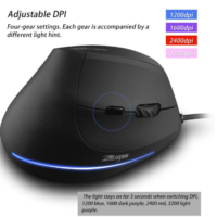 Elementkey ERGO2 - Ergonomische Optische USB Verticale Muis (Bedraad) – DPI 3200 – 6 Knoppen- LED licht - Plug & Play – Zwart - Afbeelding 5