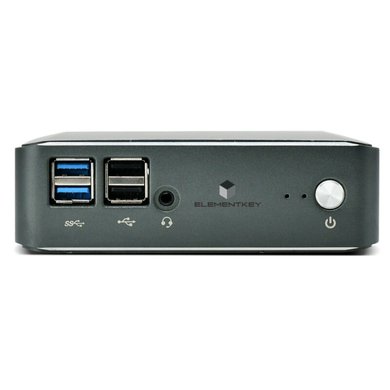 Elementkey mini pc zwart usb audio poorten aanzicht