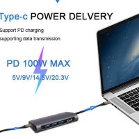 DrPhone 8 in 1 - Thunderbolt 3 - USB 3.1 Multi HUB – 3x USB 3.0 – HDMI 4K – SD Kaart + Micro SD – Gigabit Ethernet – Type C Male & Female – Voor o.a. Microsoft Surface / Macbook / Asus / Lenovo– Adapter – Grijs - Afbeelding 5