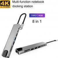 DrPhone 8 in 1 Multi Hub – USB-C naar HDMI 4K - 87W PD Lader - USB-C - RJ45 Gigabit Internet - SD - 2x USB 3.0 Female – Type-C Docking voor o.a. Macbook / Surface Pro / Lenovo / HP - Space Gray - Afbeelding 2