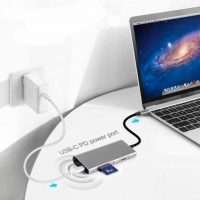 DrPhone 8 in 1 - Thunderbolt 3 - USB 3.1 Multi HUB – 3x USB 3.0 – HDMI 4K – SD Kaart + Micro SD – Gigabit Ethernet – Type C Male & Female – Voor o.a. Microsoft Surface / Macbook / Asus / Lenovo– Adapter – Grijs - Afbeelding 9