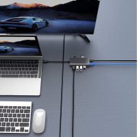 DrPhone 8 in 1 - Thunderbolt 3 - USB 3.1 Multi HUB – 3x USB 3.0 – HDMI 4K – SD Kaart + Micro SD – Gigabit Ethernet – Type C Male & Female – Voor o.a. Microsoft Surface / Macbook / Asus / Lenovo– Adapter – Grijs - Afbeelding 10