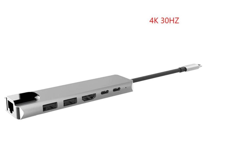 DrPhone 8 in 1 Multi Hub – USB-C naar HDMI 4K - 87W PD Lader - USB-C - RJ45 Gigabit Internet - SD - 2x USB 3.0 Female – Type-C Docking voor o.a. Macbook / Surface Pro / Lenovo / HP - Space Gray - Afbeelding 8