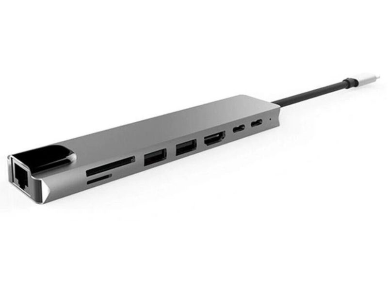 DrPhone 8 in 1 Multi Hub – USB-C naar HDMI 4K - 87W PD Lader - USB-C - RJ45 Gigabit Internet - SD - 2x USB 3.0 Female – Type-C Docking voor o.a. Macbook / Surface Pro / Lenovo / HP - Space Gray - Afbeelding 11