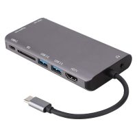 DrPhone HB8 USB C Hub - 8 in 1 - USB3.0x2 + HDMI 4K /VGA 1080P+Jack 3.5+Gigabit Network LAN + Type-C(Pd) 87W - Afbeelding 8