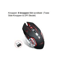 Elementkey M1 - Wireless Gaming Muis - Oplaadbaar + Draadloos - LED - 6 knoppen - 2400 DPI - USB Optische Ergonomische - Game Muis – Star Zwart - Afbeelding 5