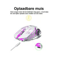 Elementkey M1 - Wireless Gaming Muis - Oplaadbaar + Draadloos - LED - 6 knoppen - 2400 DPI - USB Optische Ergonomische - Game Muis – Star Zwart - Afbeelding 6