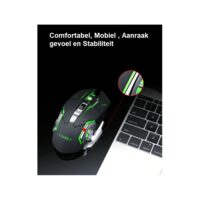 Elementkey M1 - Wireless Gaming Muis - Oplaadbaar + Draadloos - LED - 6 knoppen - 2400 DPI - USB Optische Ergonomische - Game Muis – Star Zwart - Afbeelding 7