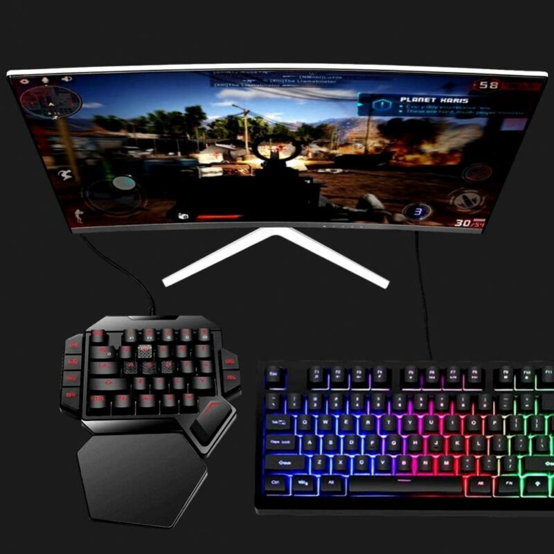 Elementkey Mechanisch Draagbaar - Bedrade Gaming Keyboard met één hand - RGB-achtergrondverlichting - 35 toetsen – Zwart - Afbeelding 6