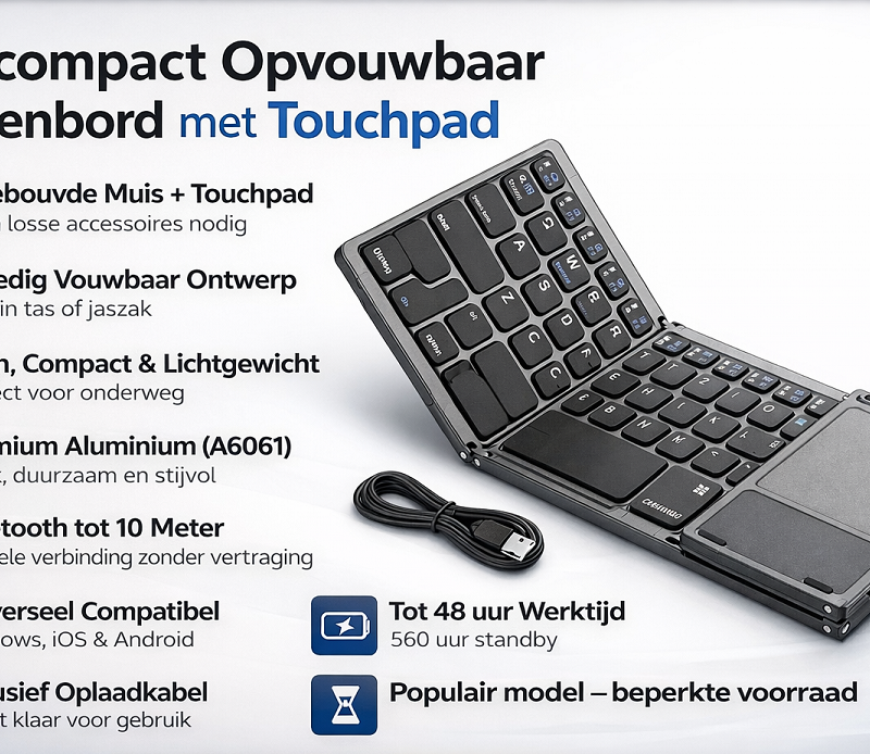 Elementkey opvouwbaar bureaubladtoetsenbord touchpad bluetooth zwart