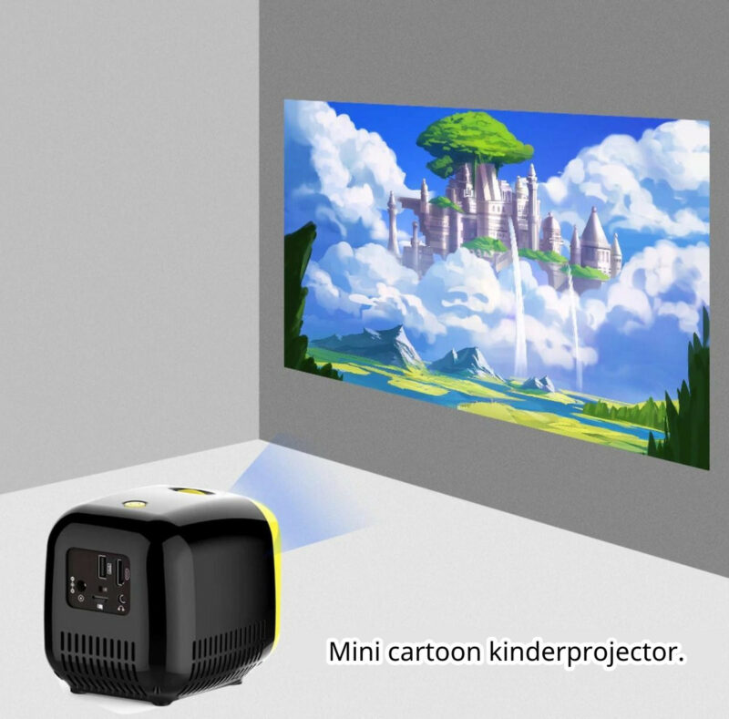 Elementkey PiX Beamer – Draagbaar Projector – 1080P Full HD - 5W Speaker - 1000 LUMEN - Kids Mini Projector - Beamer Voor Kinderen - Geel / Wit - Afbeelding 5