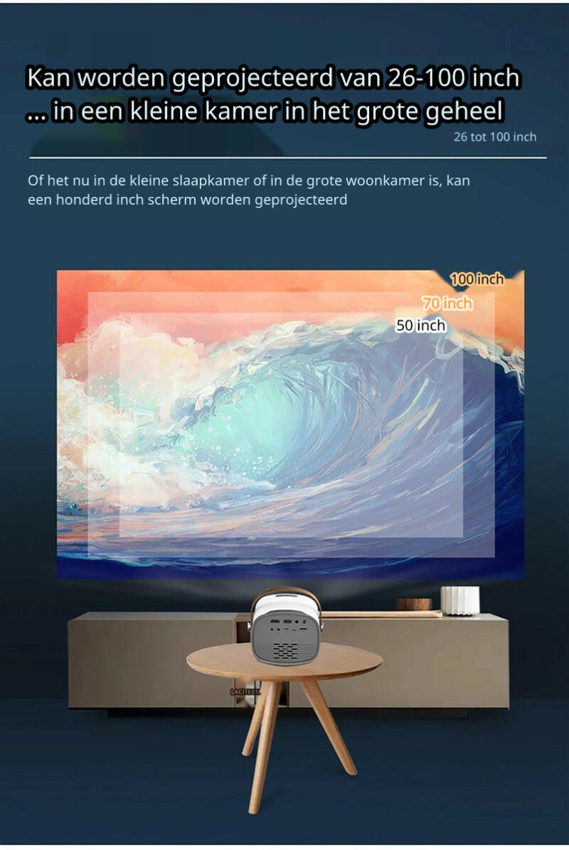 Elementkey PIX2 Basic Mini Projector voor kinderen – Beamer met Ingebouwde Batterij 7.4V/1600mAh – 1080P – 1400 Lumen AV / HDMI / Aux / USB / Micro SD - Afbeelding 6