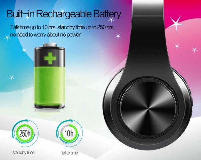 Elementkey Draadloze Bluetooth 5.0 Koptelefoon met 4 functies - SD kaart - FM - AUX - Handsfree Met Microfoon & Diepe Bass - Wit/Goud - Afbeelding 9