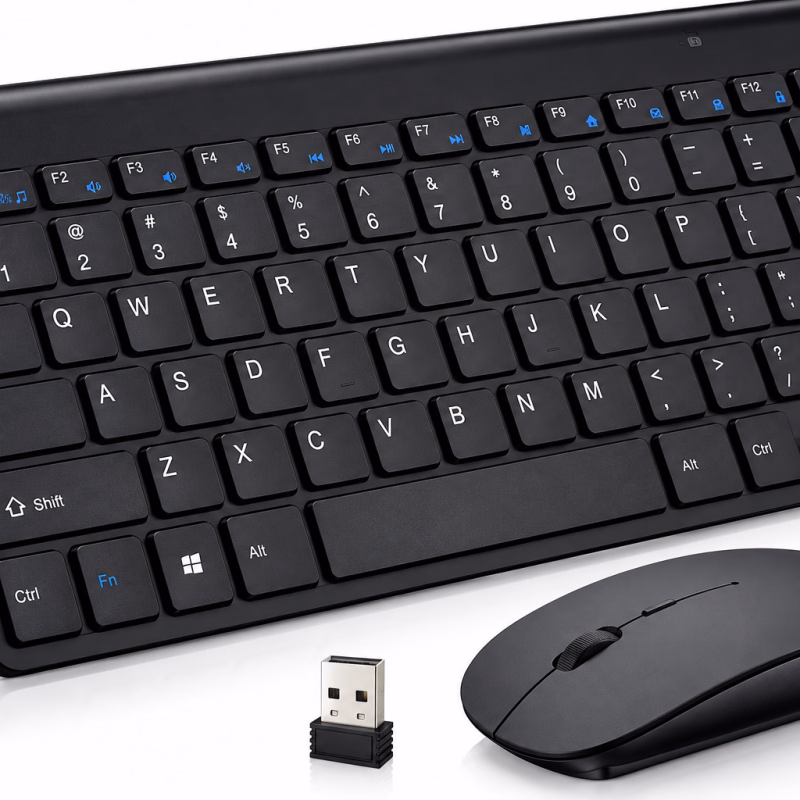 Elementkey V11 – Draadloos Toetsenbord en Muis Set – 2.4GHz – QWERTY – Compact en Stil – USB Ontvanger – Zwart