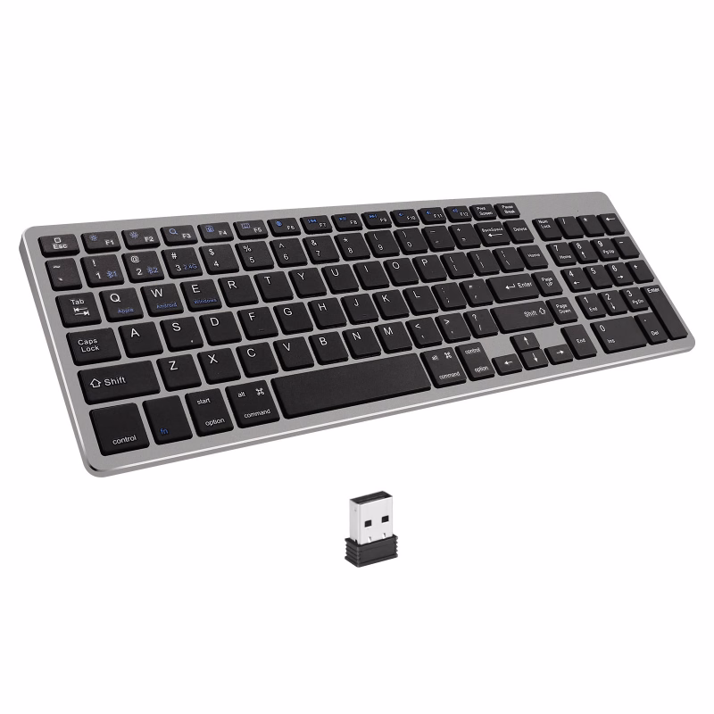 Elementkey V07 Draadloos Toetsenbord met Numeriek Toetsenblok – Bluetooth 3.0/5.2 & 2.4GHz USB – Oplaadbaar – Stil Scissor Keyboard – Compatibel met iPad, Tablet, Laptop, PC, MacBook, Windows, iOS, Android en macOS