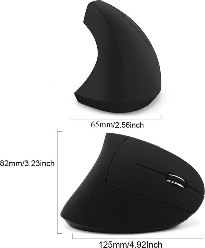 Elementkey ERGO4 - Verticale Muis - Zwart - Draadloze muis - 2x AAA - RSI -3 verstelbare DPI opties 800/1200/1600 - Afbeelding 2