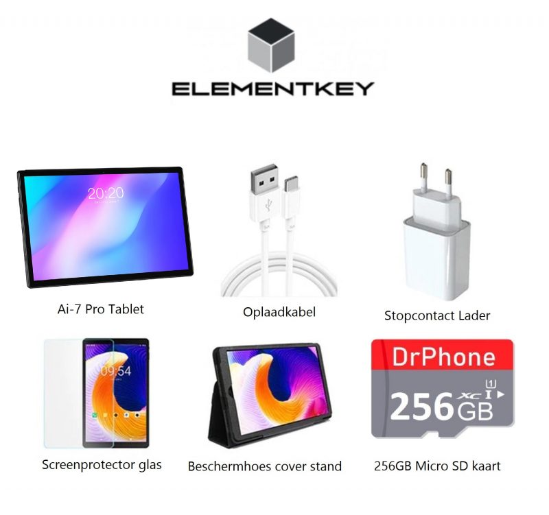 Elementkey Ai-7 Pro - Tablet PC - 10.1 Inch IPS Full HD - 2x 4G Sim - WiFi - Android 10 - GPS - OctaCore 6 GB Ram + 384GB Opslag - Afbeelding 24