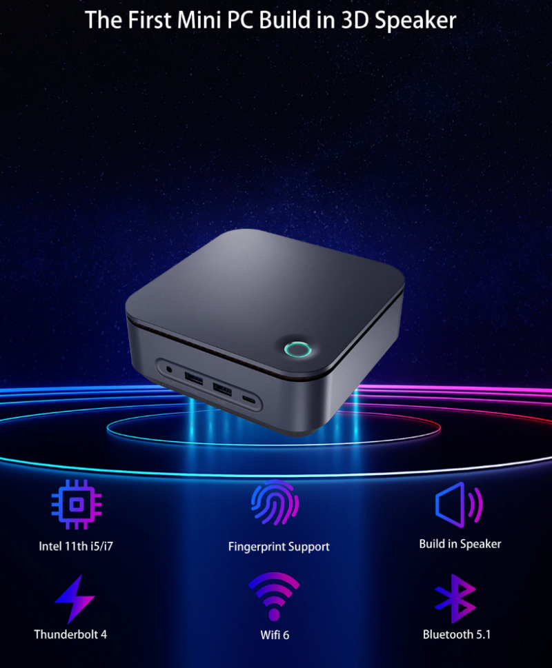 Elementkey NEO – MINI PC – i5 1135G7 – 4.2 GHZ – COMPUTER – 16GB RAM + 512GB SSD + 1TB HDD - WIFI 6 – BLUETOOTH 5.1 - WINDOWS 11 - Afbeelding 5