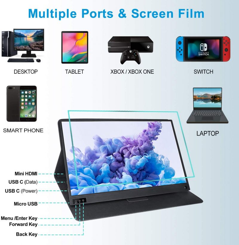 Elementkey GENX1.2 – 1080P Full HD Draagbare Dunne Monitor – 15,6 Inch Monitor – Touchscreen + Accu + Speaker - Zwart - Afbeelding 7