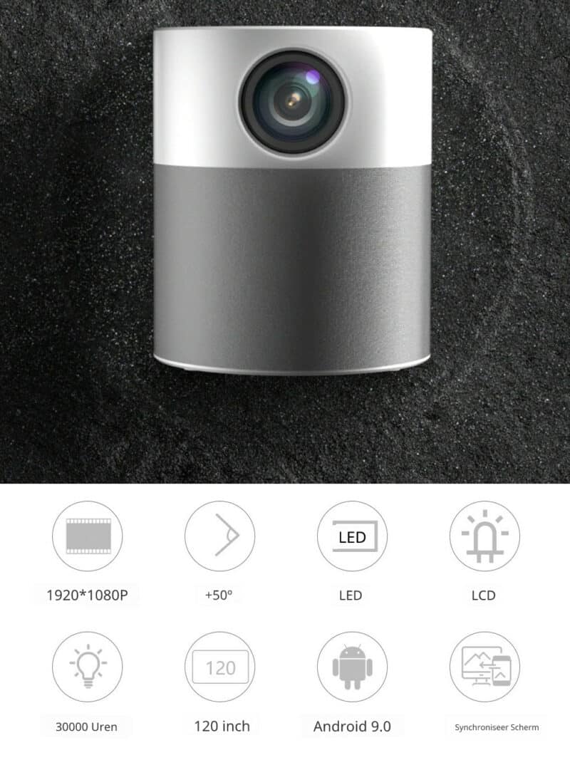 ELEMENTKEY BEAM6 - WiFi Full HD Projector - Android 9.0 – 120 ANSI - Airplay / DLNA - Bluetooth + 5Ghz projector – Wit/Grijs - Afbeelding 7