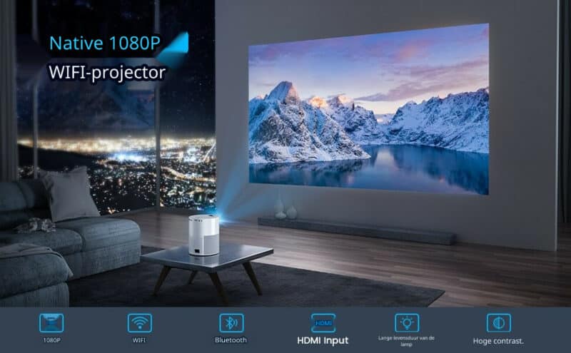 ELEMENTKEY BEAM6 - WiFi Full HD Projector - Android 9.0 – 120 ANSI - Airplay / DLNA - Bluetooth + 5Ghz projector – Wit/Grijs - Afbeelding 6