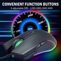 Elementkey IMX12 – RGB Gaming Muis Met 3600 DPI - Gaming Muis Met 7 Knoppen – Bedrade Ergonomische Gaming Muis – Zwart - Afbeelding 5