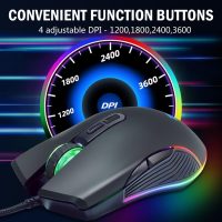 Elementkey IMX12 – RGB Gaming Muis Met 3600 DPI - Gaming Muis Met 7 Knoppen – Bedrade Ergonomische Gaming Muis – Zwart - Afbeelding 8