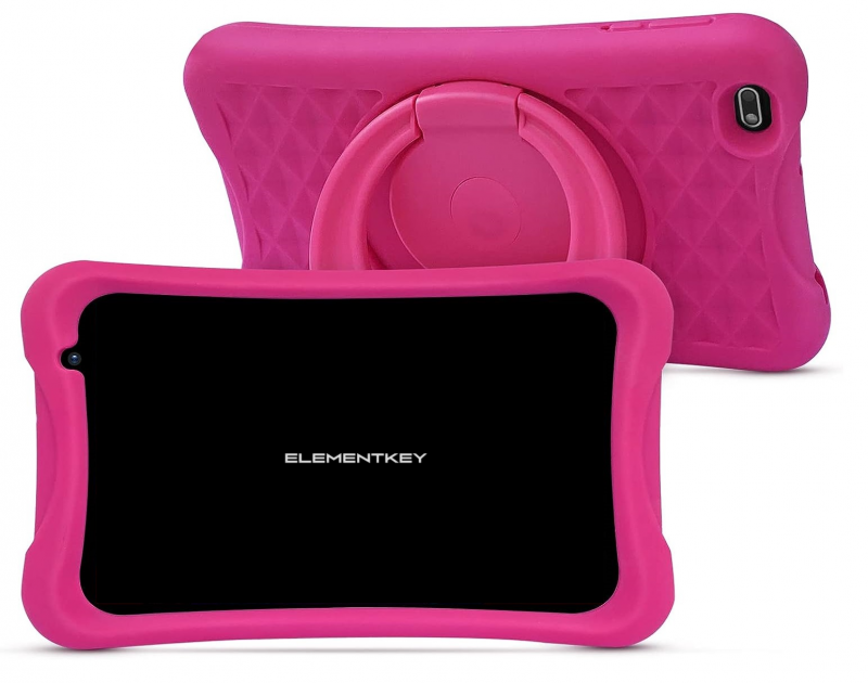 Elementkey Ai-Kids - 8 inch - Android 10 Tablet - kinderslot - Leer Spellen - 2 GB RAM, 32 GB Opslag + Val bestendige Cover Roze