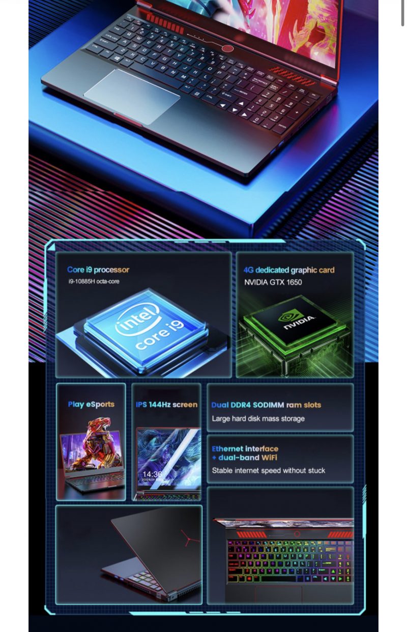 Elementkey PixelUltra - 16.1 Inch Gaming Laptop - Intel Core I9 10885H - 32GB Ram - 1TB SSD - GTX 1650 - 144Hz - Windows 11 Pro - Afbeelding 27