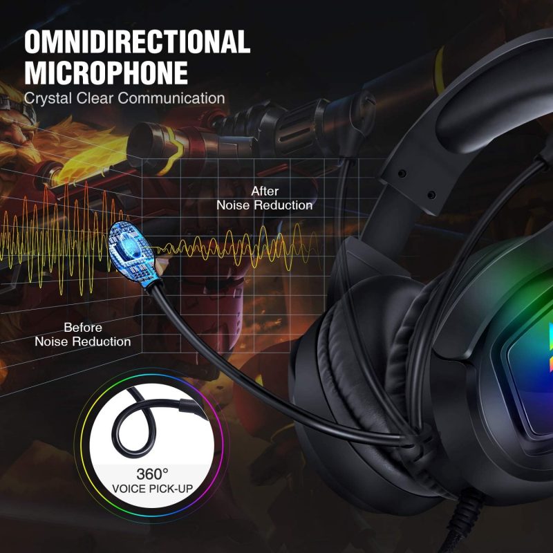 Elementkey Xenith Pro-G – RGB Gaming Headset – Bedraadde Headset – Voor Computer En Console – Met Noice Canceling - Zwart - Afbeelding 2