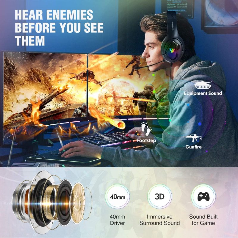 Elementkey Xenith Pro-G – RGB Gaming Headset – Bedraadde Headset – Voor Computer En Console – Met Noice Canceling - Zwart - Afbeelding 8