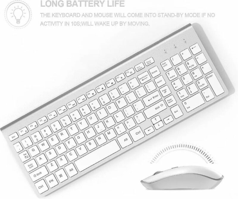 ElementKey V12 Draadloze Toetsenbord + Muis Set – 1600DPI - Compact - 2.4G – Ultradun – Ergonomisch – Multimediasneltoetsen - Grijs - Afbeelding 9