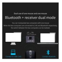 ELEMENKEY MIX3 2 in 1 Bluetooth & Draadloze Boog Muis – Ergonomisch – Stille Muis - Verstelbare DPI - Grijs - Afbeelding 4