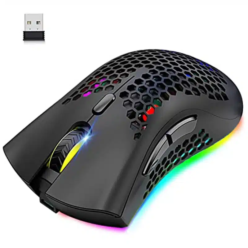 ElementKey HK2 Gaming 2.4 USB Muis - RGB-Licht  1600DPI - 7-knoppen - Honeycomb Style – Zwart - Afbeelding 2