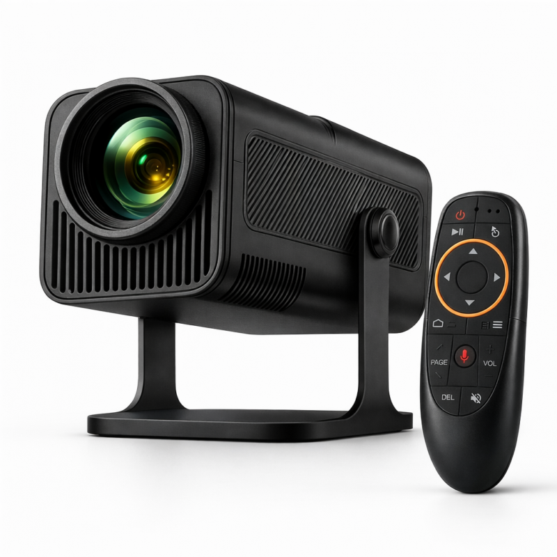 Elementkey CineCubic + Gyro Air Mouse - Beamer Projector - 300 Ansi - Android, WiFi 6, Bluetooth 5.0 - Auto Keystone - Apps