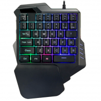 Elementkey MECHA4 één Hand Ontworpen Mini Gaming Toetsenbord – Achtergrondverlichting –Multimedia toetsen - Membraan  – USB – 35 toetsen -  Zwart
