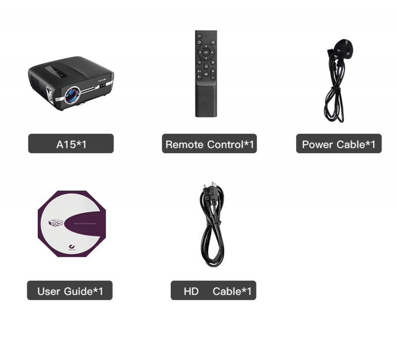 ELEMENTKEY A15 BEAM – Professionele beamer - 13000 Lumen & 1300 ANSI Lumen - LCD Android 9.0 Beamer - Projector - Zwart - Afbeelding 34
