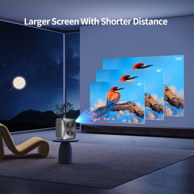 Elementkey SkyCast – Krachtige Beamer – Mini Home Theather – 4K Resolutie – 2.4G &5g Wifi – Bluetooth 5.0 – Android Systeem - 45 tot 150 inch Projectiegrootte - 2GB RAM 32GB Opslag - Afbeelding 3