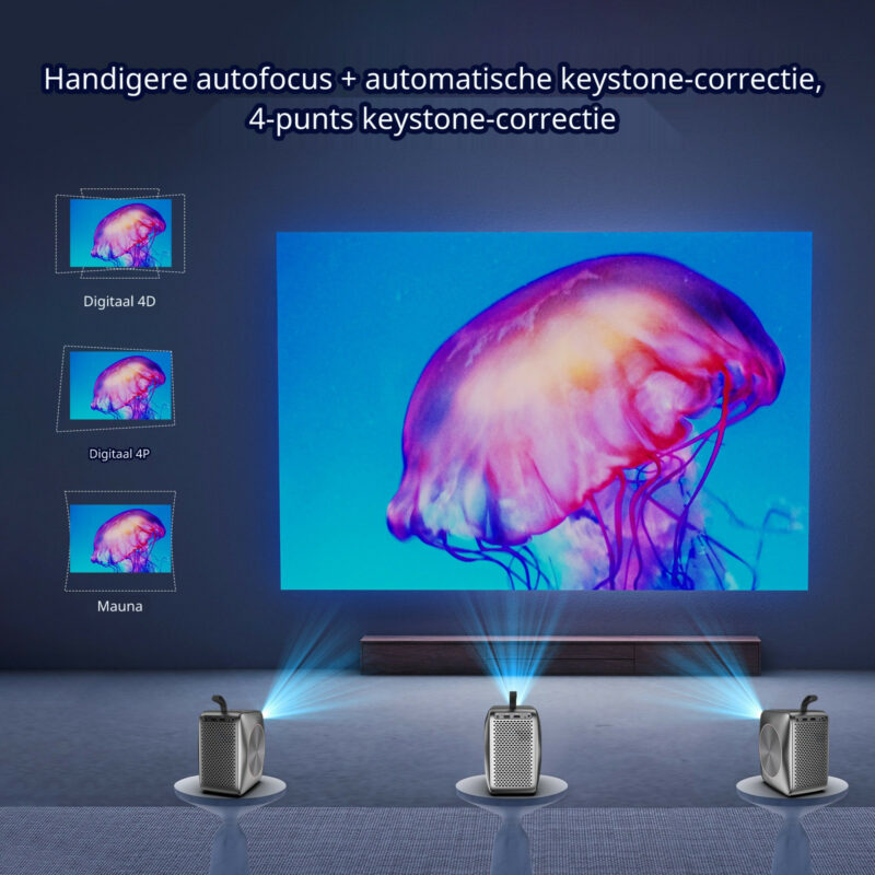 Elementkey SkyCast – Performance Beamer – Mini Home Theather – 4K Resolutie – 2.4G &5g Wifi – Bluetooth 5.0 – Android Systeem - 45 tot 150 inch Projectiegrootte - 2GB RAM 32GB Opslag - Afbeelding 7
