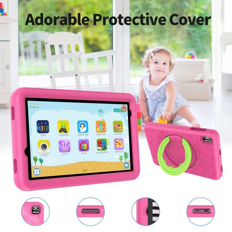 Elementkey Ai-Kids Pro - 8 Inch Kindertablet Android 13, 128GB - 8GB ram - Opslag en Schokbestendige Behuizing Kinderen - Roze - Afbeelding 7