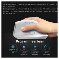 Elementkey F36 Verticale Muis 2.4Ghz USB + Bluetooth 5.0/3.0 – Ergonomisch – 8 Knoppen – 4800DPI – Programmeerbaar – RGB Licht - Zwart - Afbeelding 12