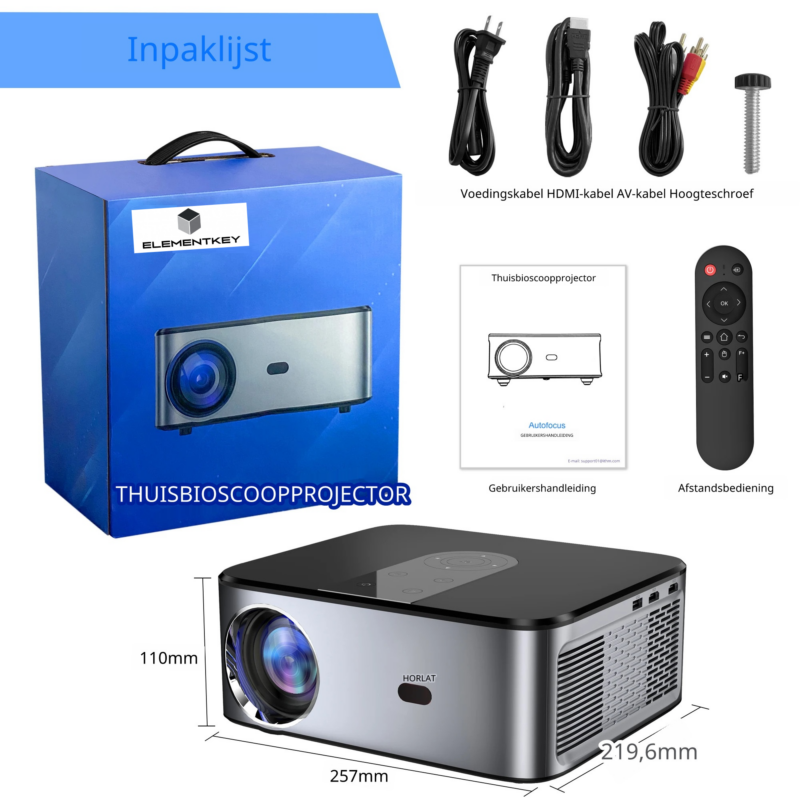 Elementkey BeamBurst – 8K LED - 5G WiFi - High End Beamer Projector – 700 ANSI Lumen – Bluetooth 5.1 - Home Theater - 300 Inch – Android System - Zilver - Afbeelding 11