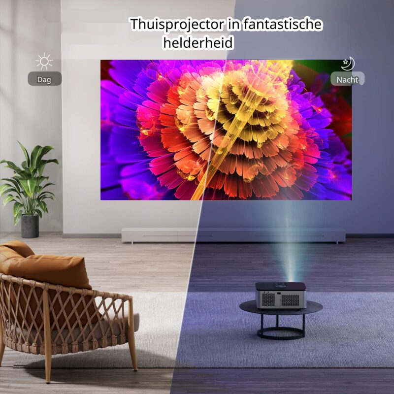 Elementkey BeamBurst – 8K LED - 5G WiFi - High End Beamer Projector – 700 ANSI Lumen – Bluetooth 5.1 - Home Theater - 300 Inch – Android System - Zilver - Afbeelding 10