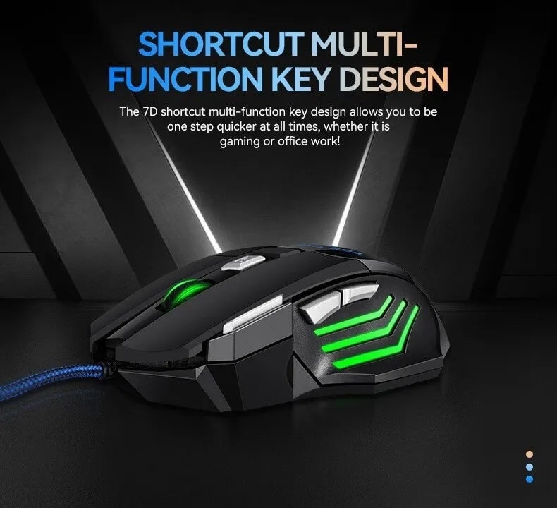 Elementkey gaming muis 7d multifunction zwart groen