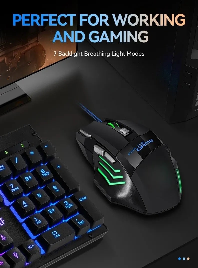 Elementkey gaming muis verlicht 7 lichtmodi zwart