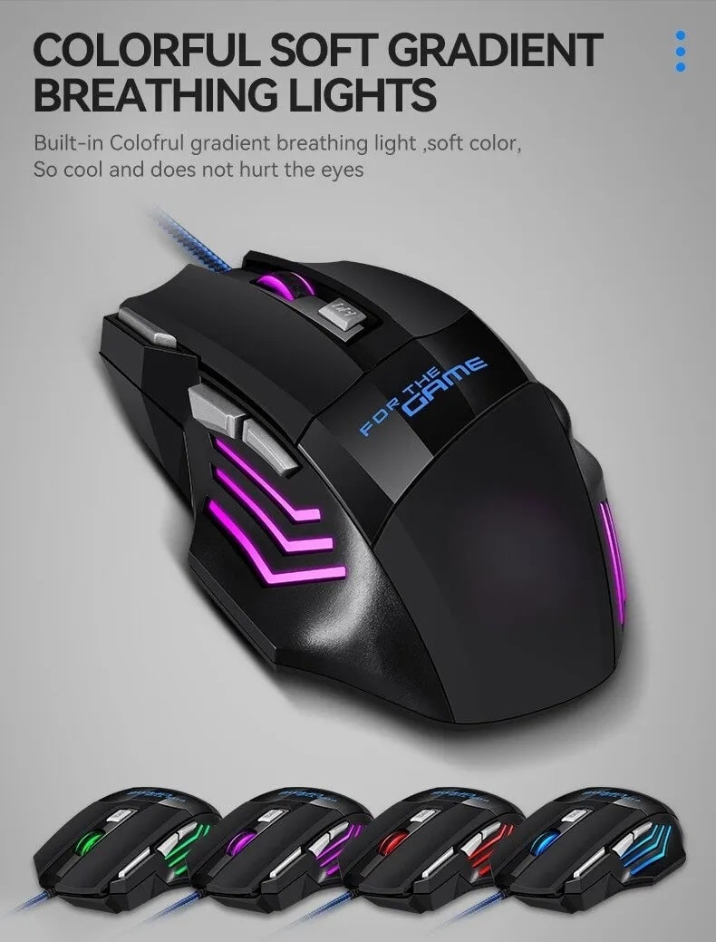 Elementkey HyperClaw V3 – Bedrade Gaming Muis – RGB-verlichting - tot 3200 DPI - Multiknoppen + Extra Fire knop – Ergonomische Muis – Duimsteun - Zwart - Afbeelding 12