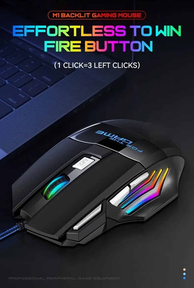 Elementkey m1 backlit gaming muis zwart rgb led