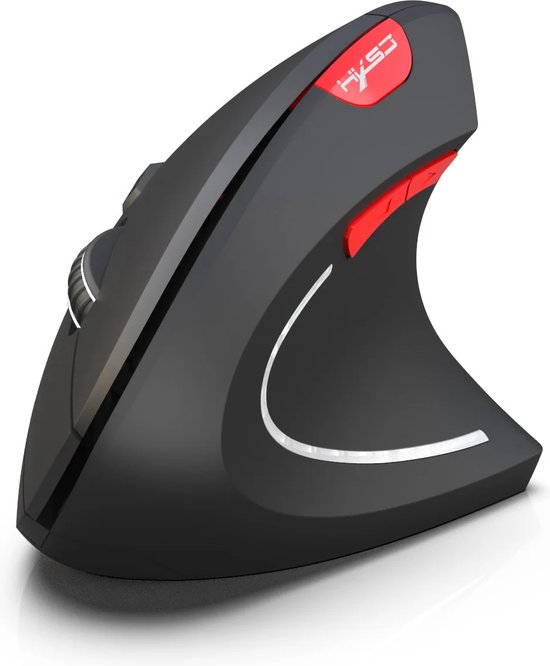 DrPhone ERGO5 Bluetooth 3.0 + 5.2 Draadloze Bluetooth Ergonomische Optische Verticale Muis - 6-toetsen- 2400 DPI Verstelbaar - Zwart