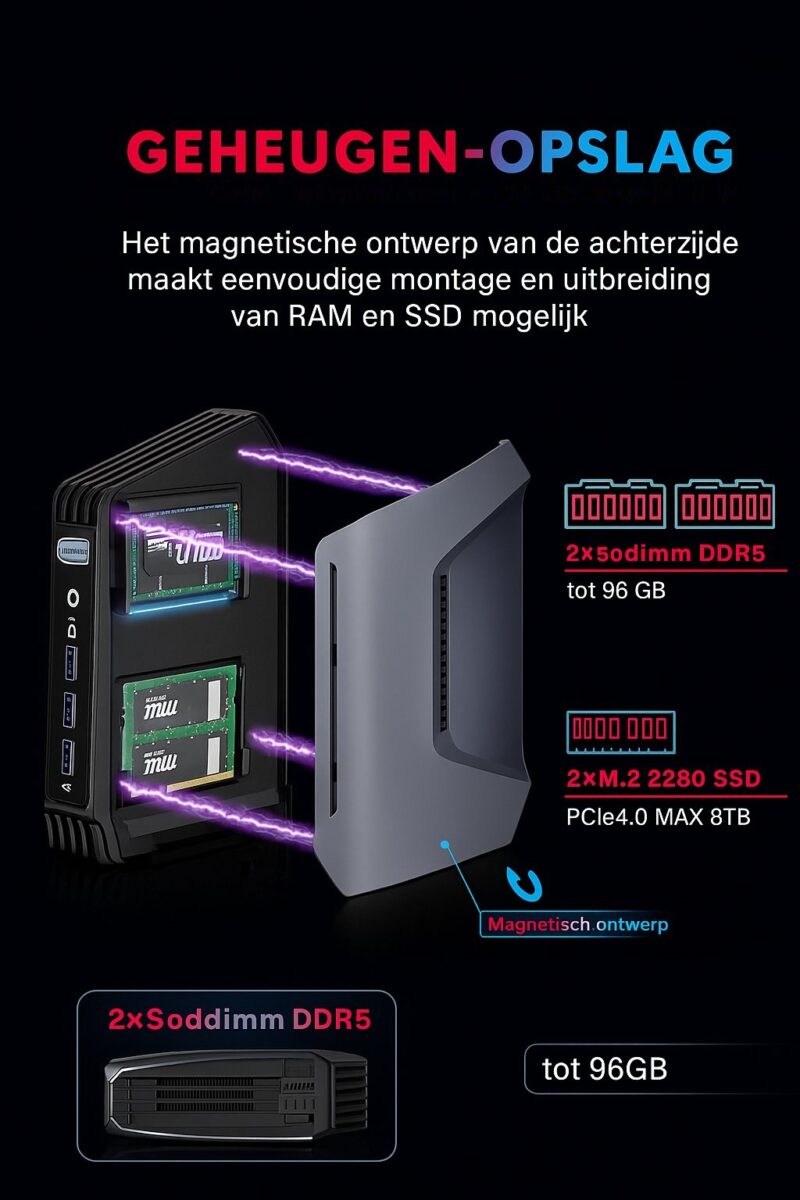 Elementkey OblivionX – Compacte Game & Design PC – Intel Core Ultra 7 165H – 32GB DDR5 – 2TB NVMe SSD – 16 Cores – 5.0GHz -Win11 - Afbeelding 12